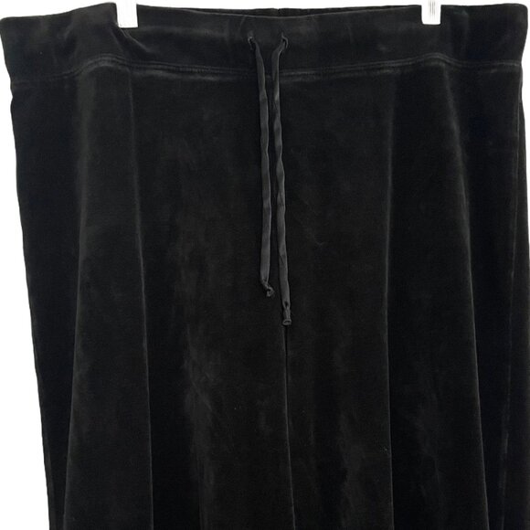 Talbots Sweatpants Black Velour Pull On Pants Wide Leg Adj Waist Womens XL - Picture 2 of 8